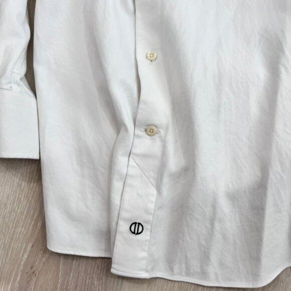 David Donahue Trim White Long Sleeve Dress Shirts Button Ups - Picture 5 of 5